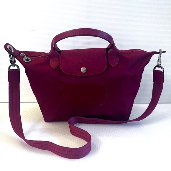 Longchamp | Bags | Longchamp Le Pliage Neo In Deep Red Detachable ...